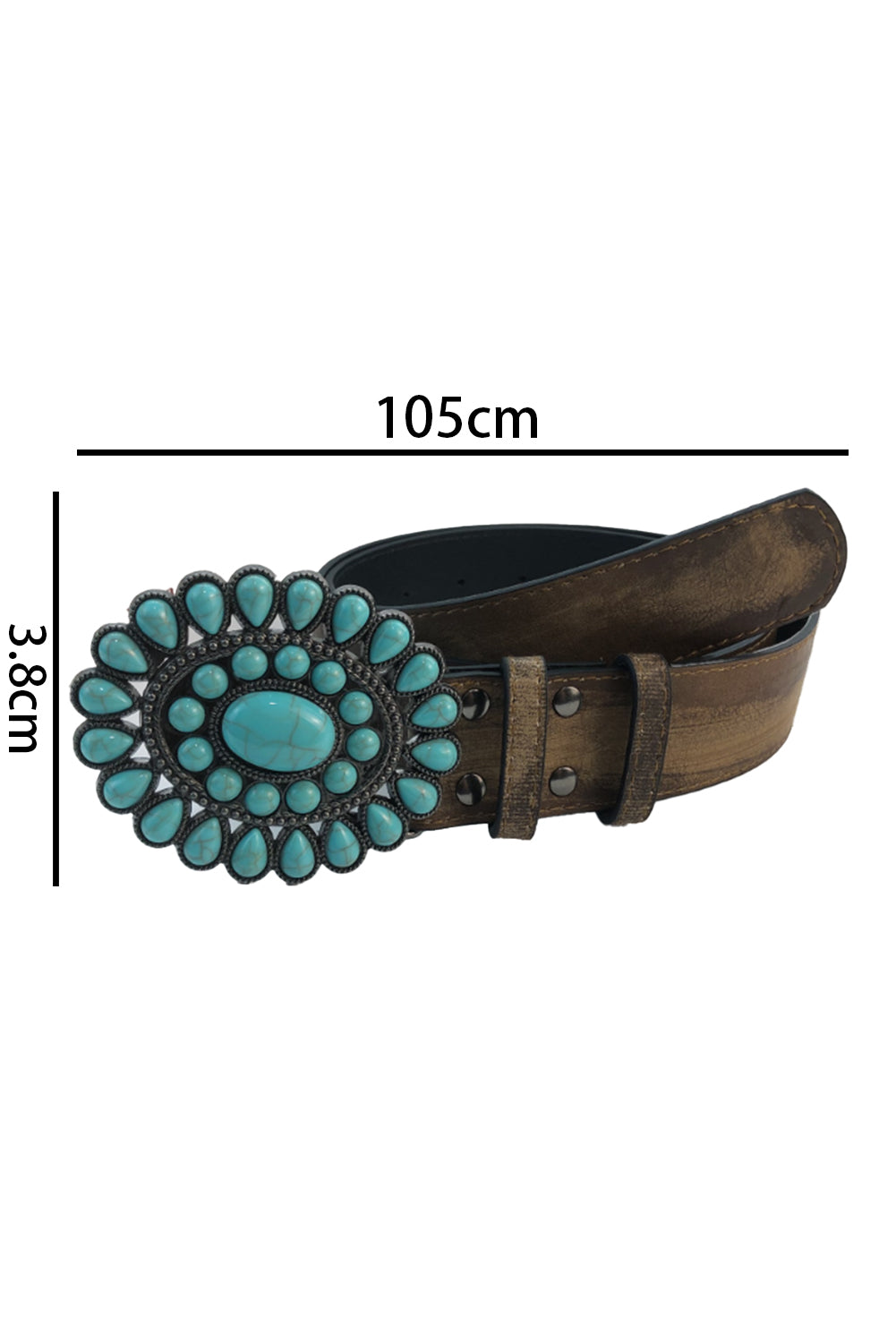 Ceinture large rétro à décor turquoise occidental 