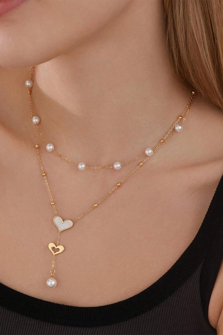 Collier chaîne réglable double couche en perles de cœur