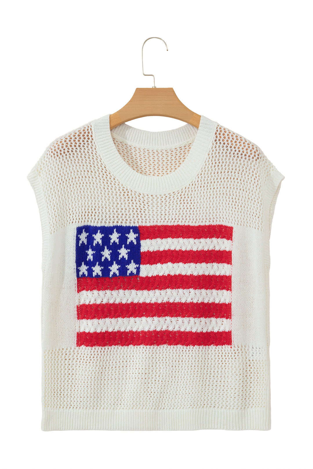 White Flag Graphic Short Sleeve Sweater Top