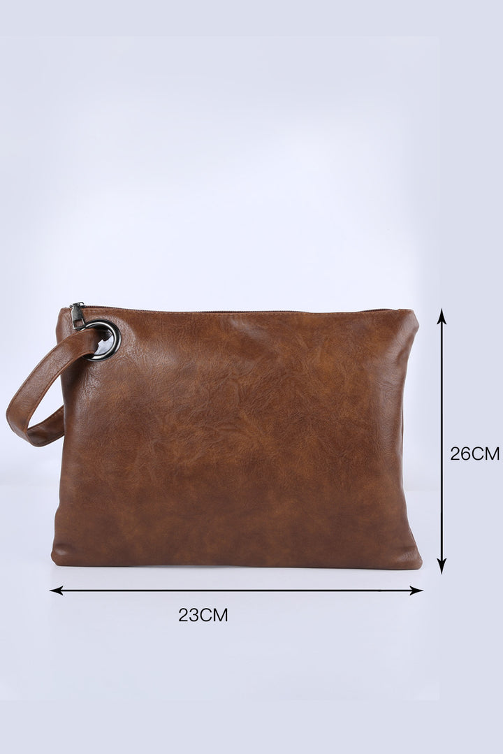Vintage Leather Oversized Clutch Bag