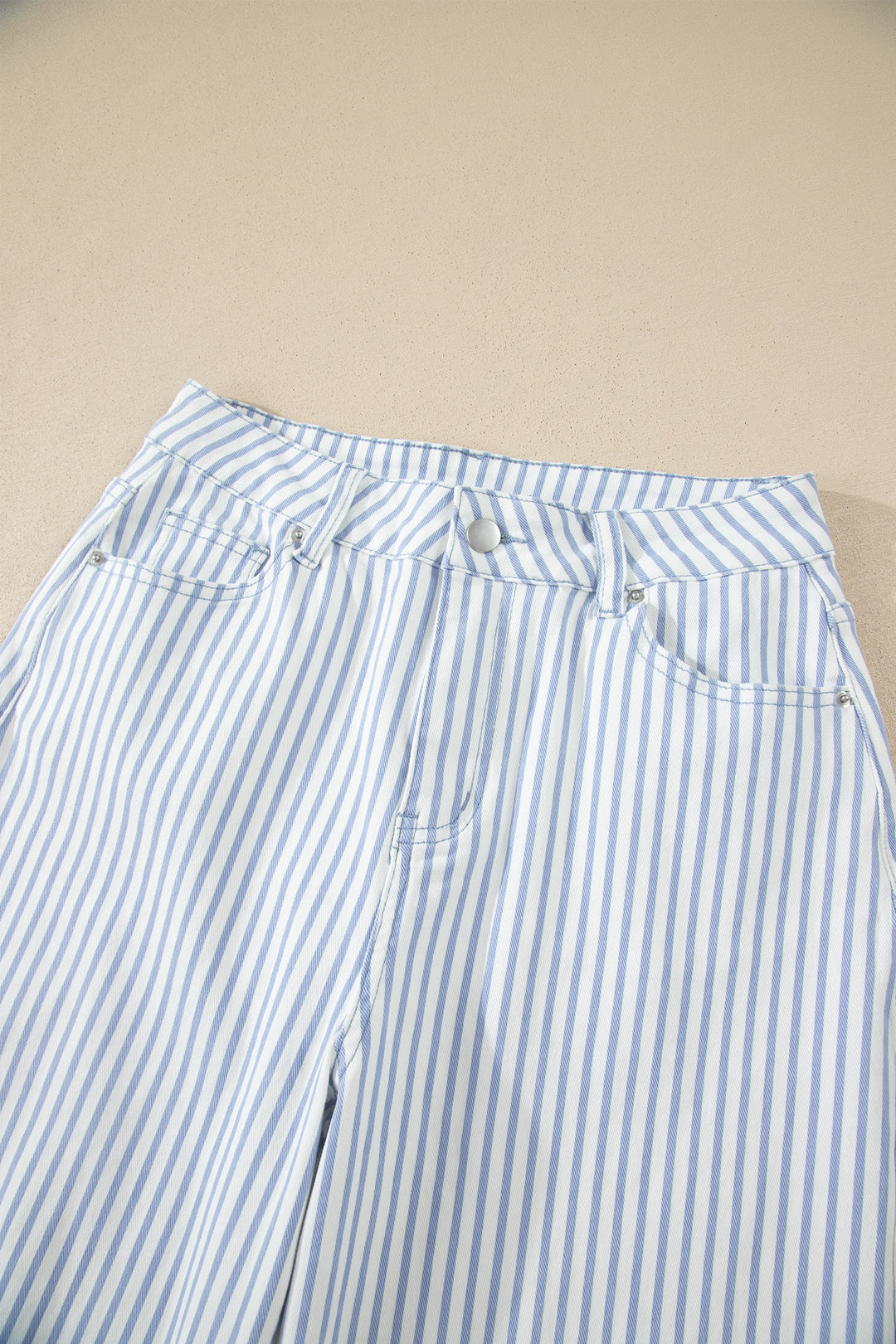 Sky Blue Stripe Casual Barrel Jeans