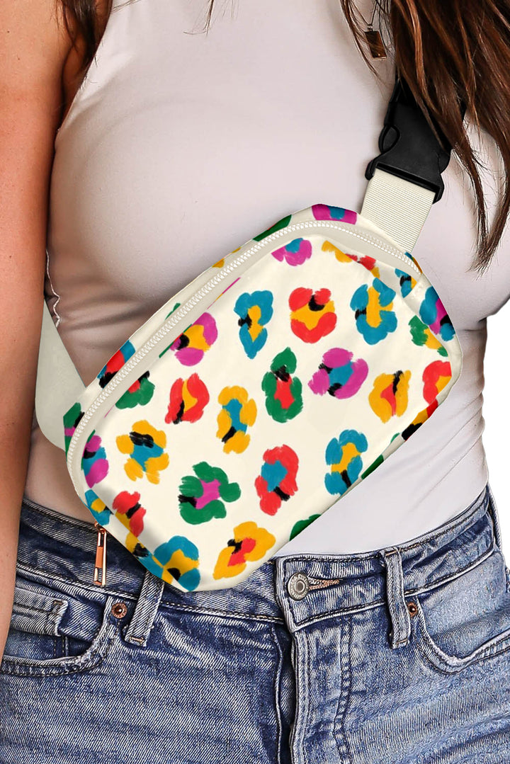 Colorful Leopard Print Buckle Strap Crossbody Bag