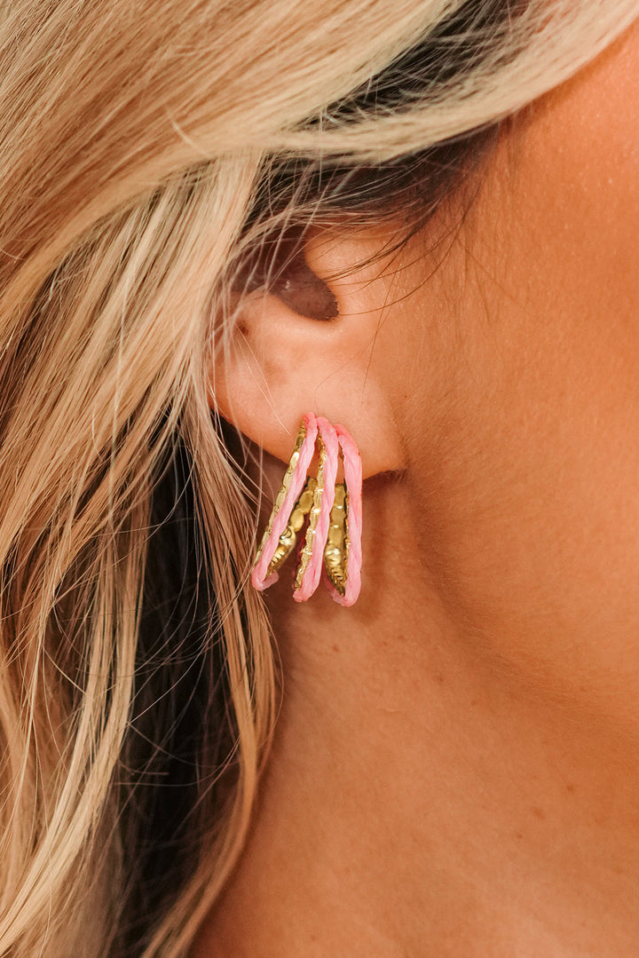 Rattan Detail Gold Plated Alloy Earrings