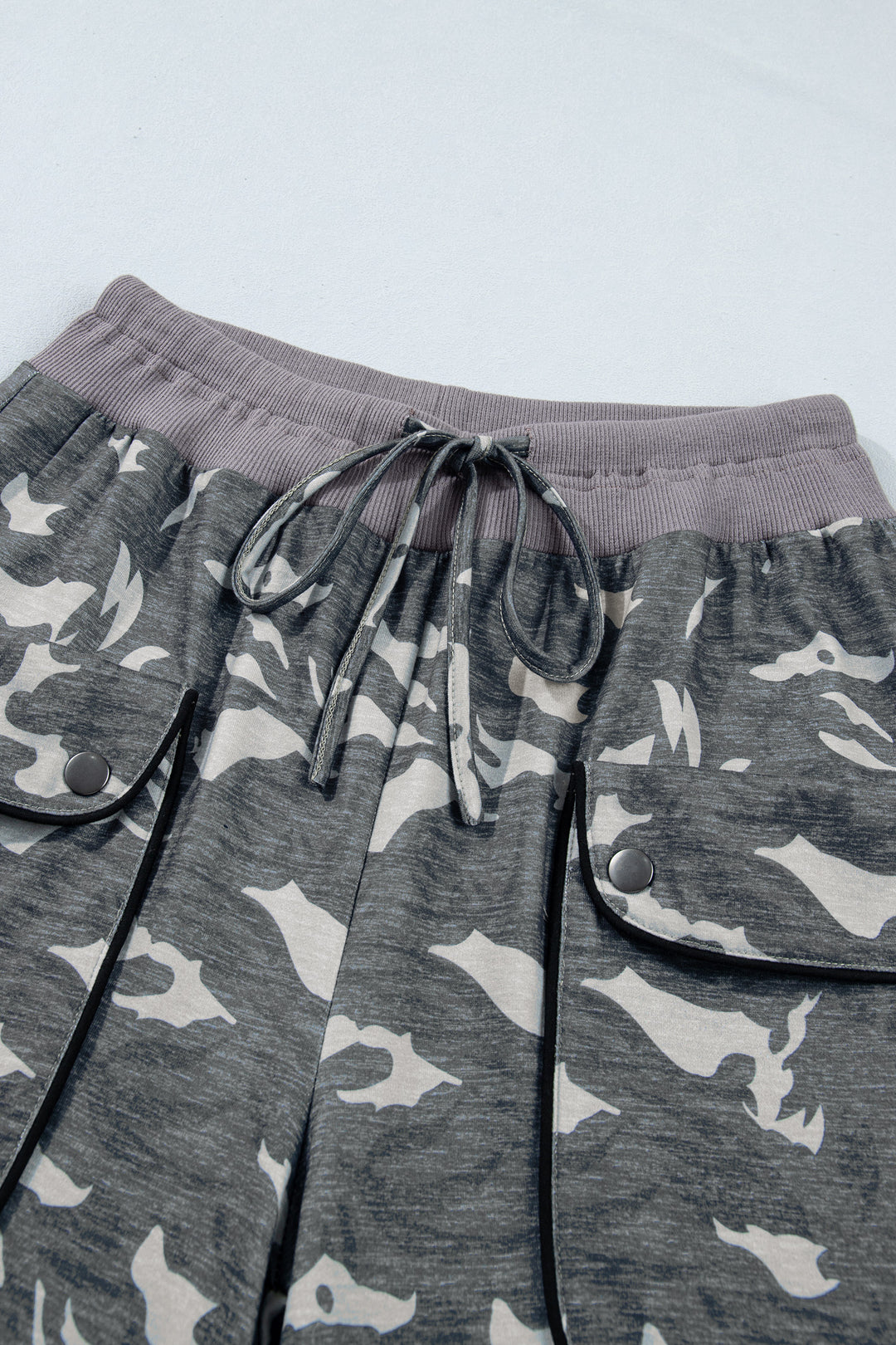 Multicolour Drawstring Contrast Waistband Camouflage Joggers Pants