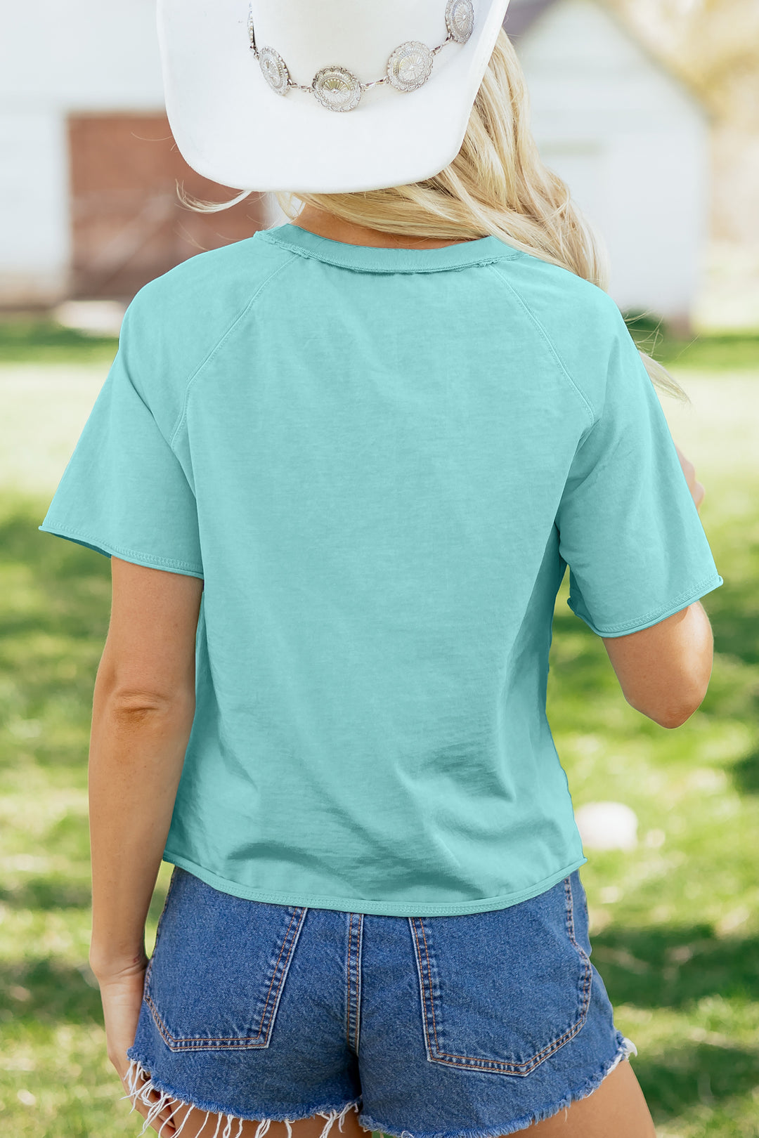 Summer Mineral Wash Raglan Sleeve Boxy Fit Cropped Tee