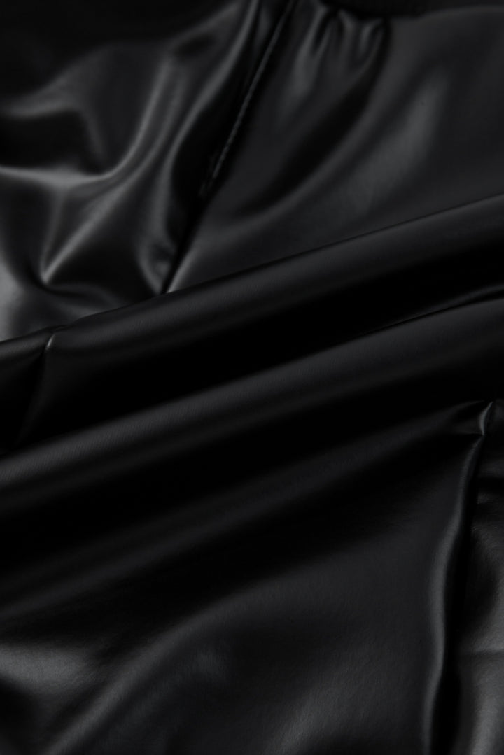 Black Faux Leather Seamed Leg High Waist Leggings
