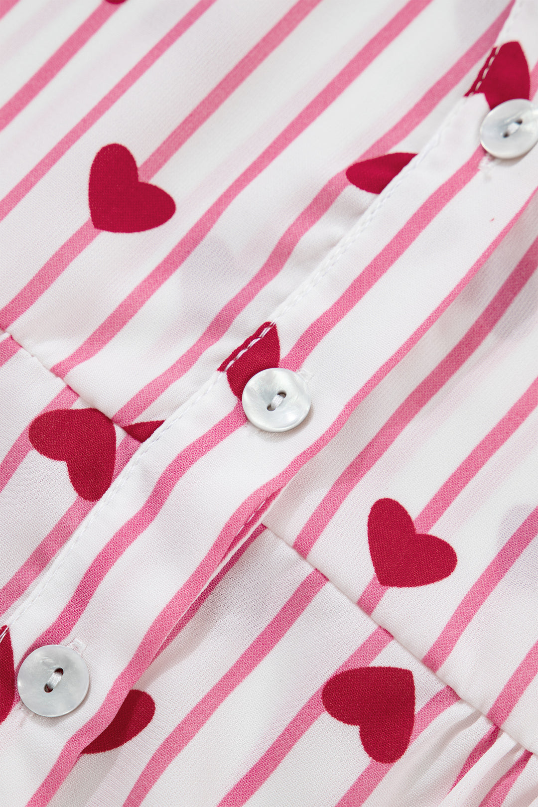 Textured Heart Print Long Flounce Sleeve Shirt