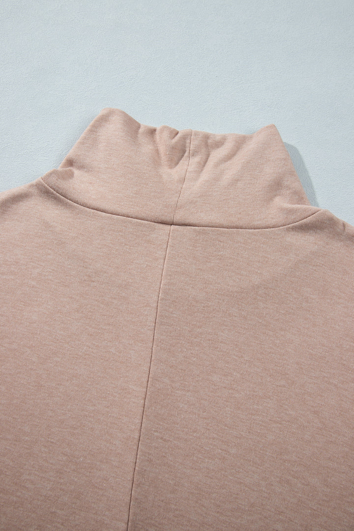 Smoke Gray High Neck Long Sleeve Top