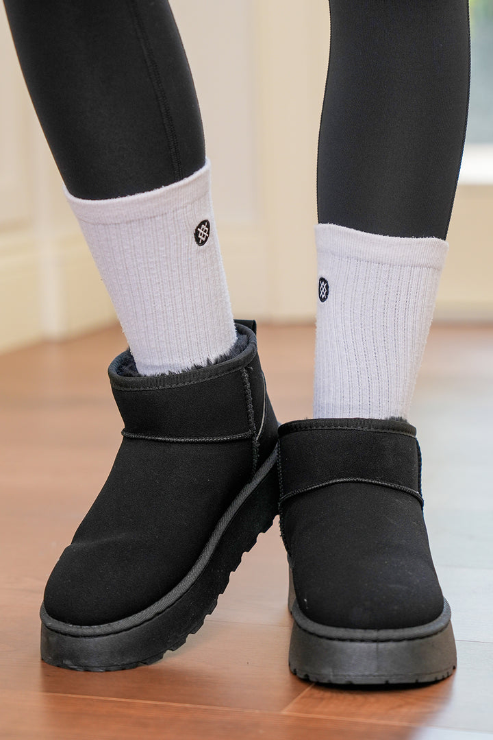 Faux Fur Lined Suede Ankle Snow Boots