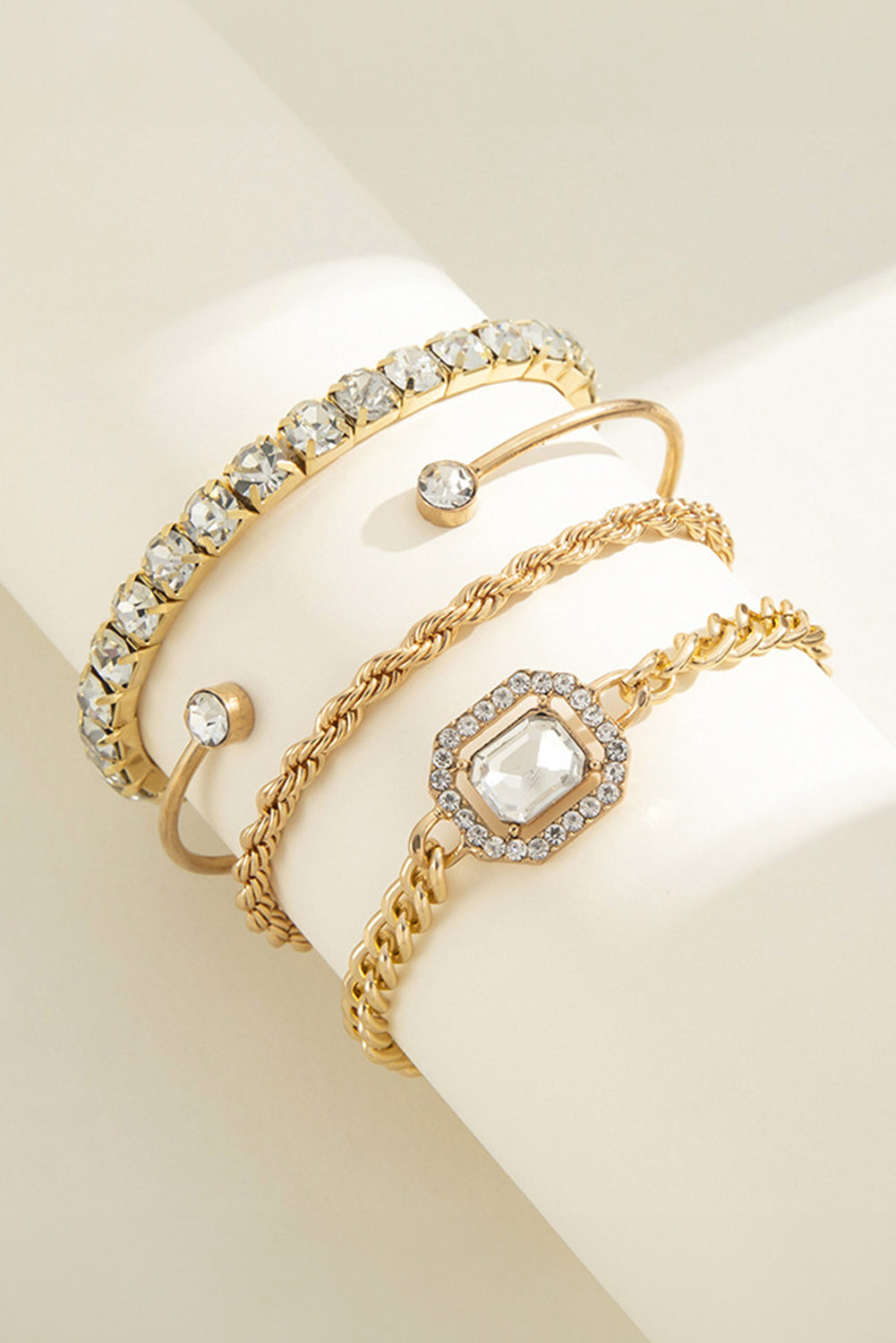 Ensemble de 4 bracelets tressés en chaîne de diamants