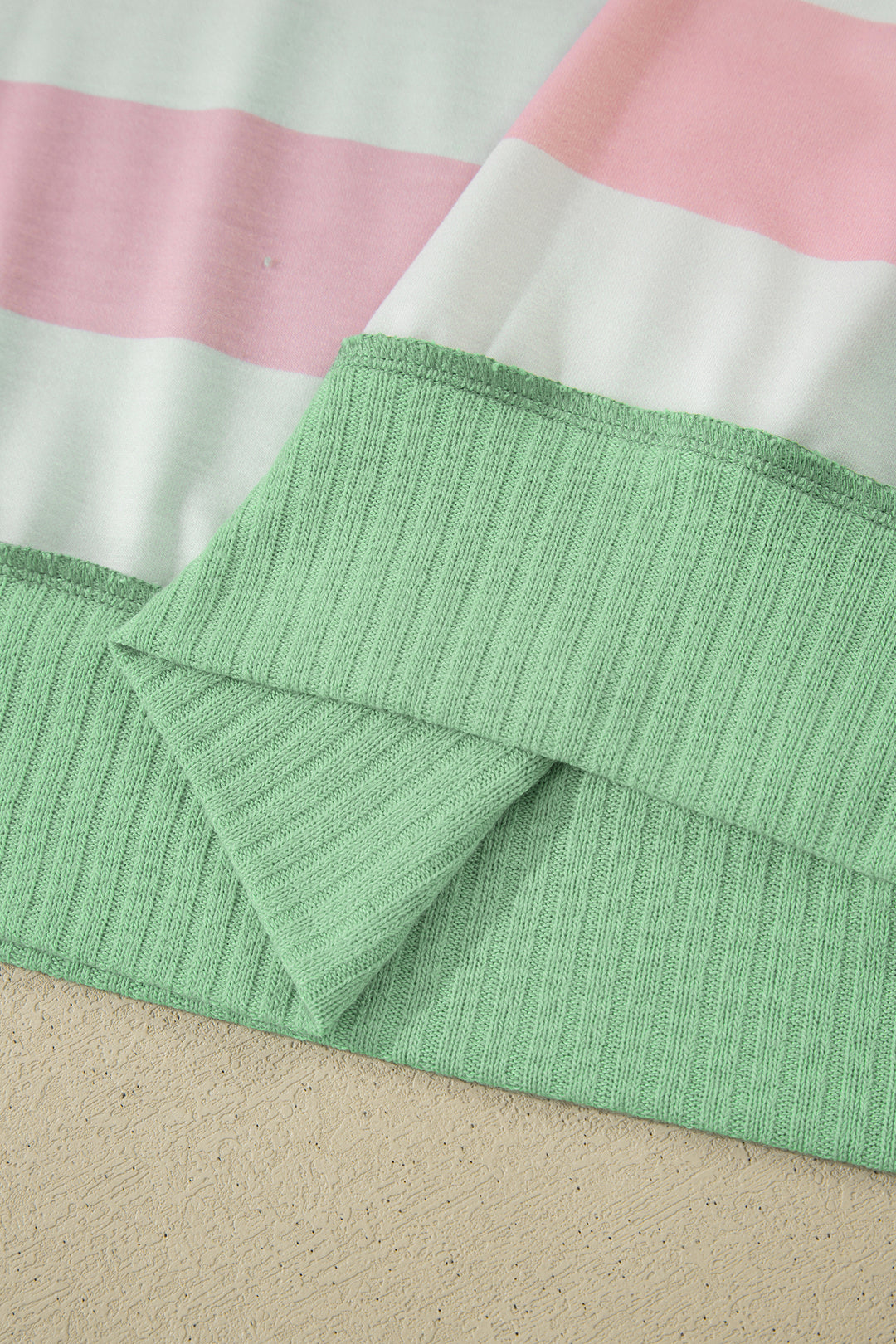Pink Stripe Exposed Seam Ribbed Patchwork Oversized Tee