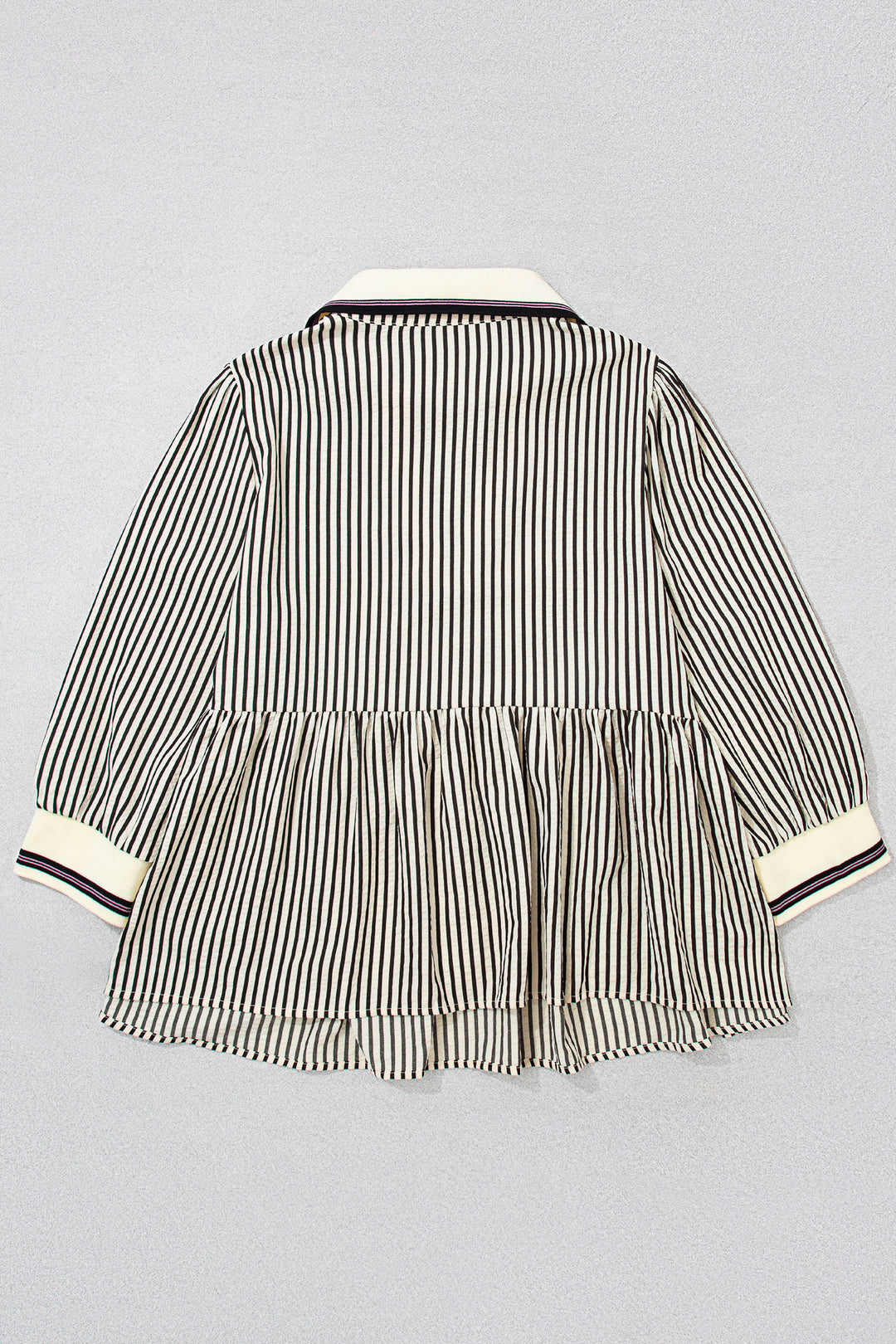 Black Stripe Patchwork V Neck Tunic Plus Size Blouse