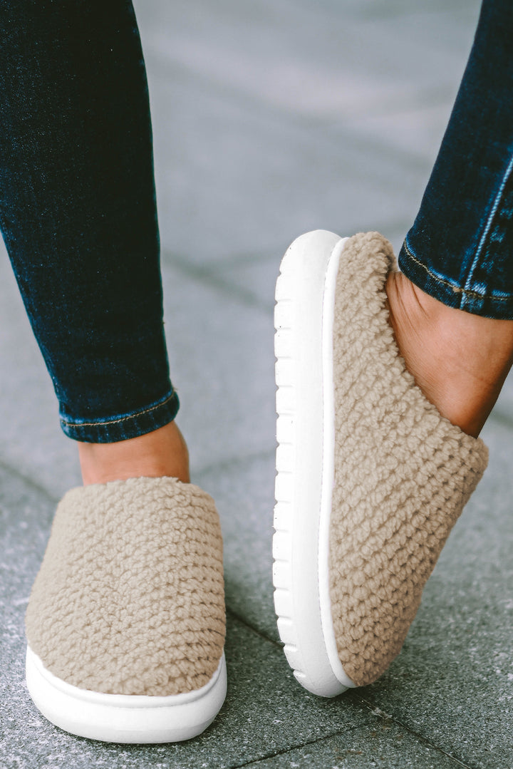 Two-tone Knitted Warm Homewear Slippers