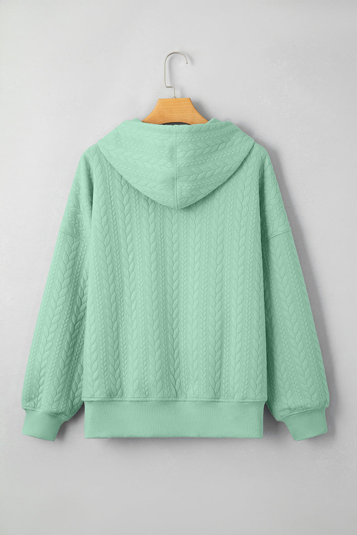 Cable Textured Baggy Solid Hoodie
