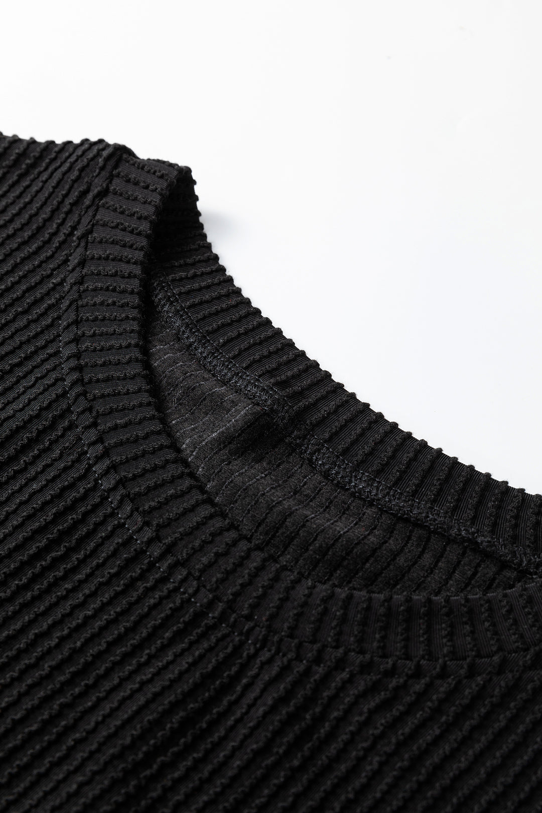 Black MERRY Corded Long Sleeve Top and Pockets Pants Set