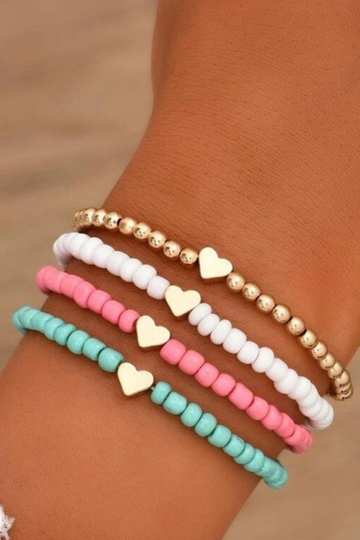 Mehrlagiges Armbandset mit Herzperlen