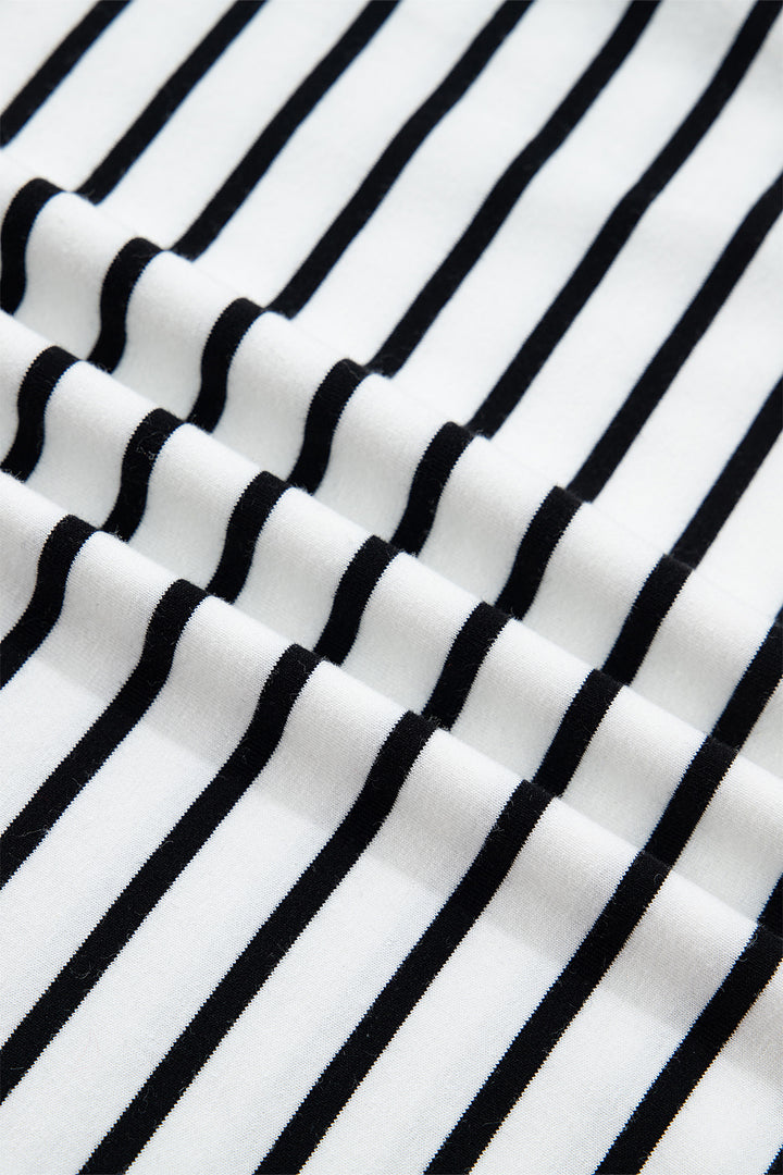 White Stripe Contrast Knot Back Ruffle Trim Tank Top