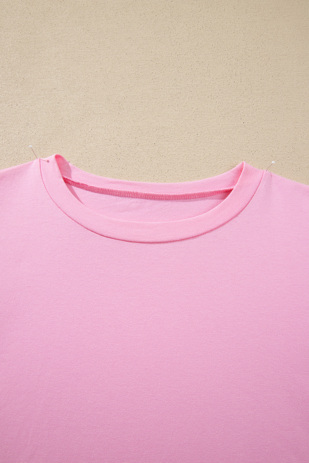 Pink Long Sleeve Sequin Round Neck Pullover Top