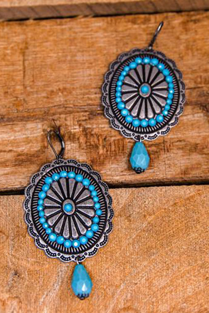 Boucles d'oreilles pendantes turquoise rétro occidentales