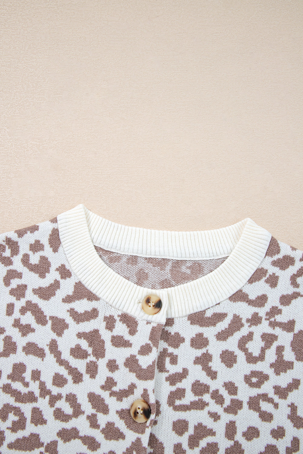Leopard Drop Shoulder Chunky Knitted Cardigan Sweater