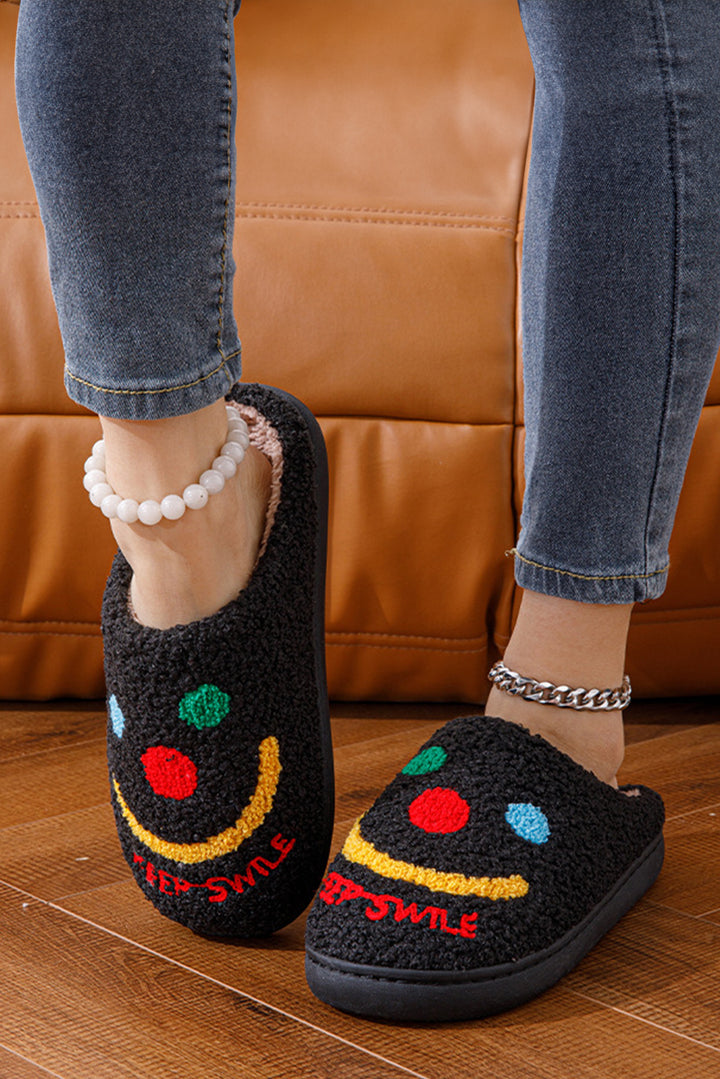 Chaussons d'intérieur imprimés Sherpa Keep Smile