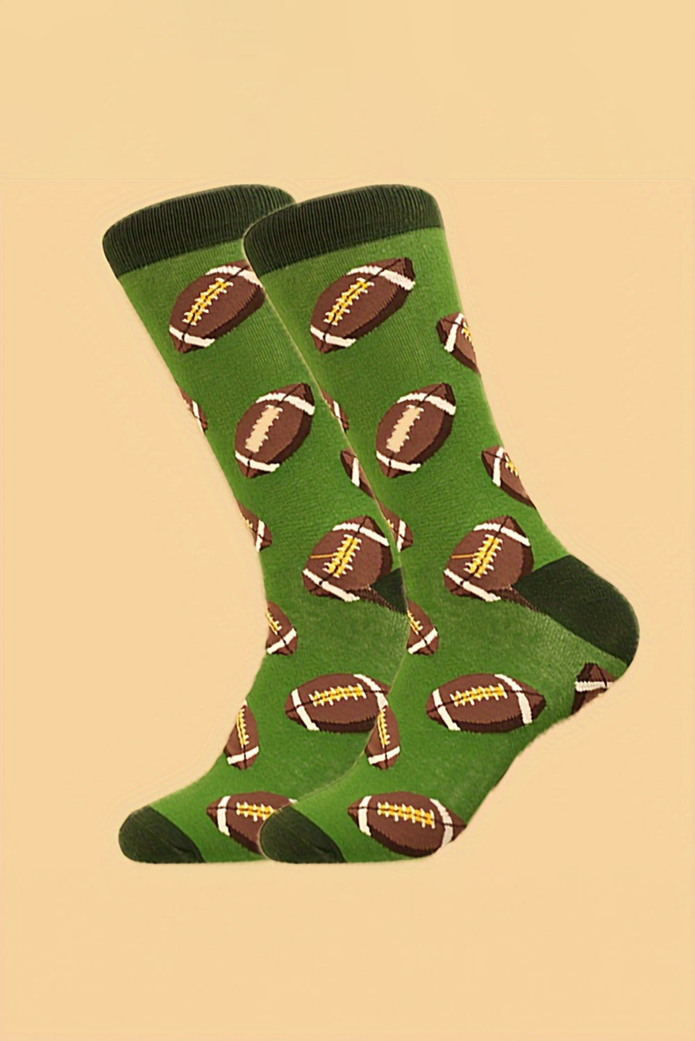 Mittellange Socken mit Rugby-Football-Print