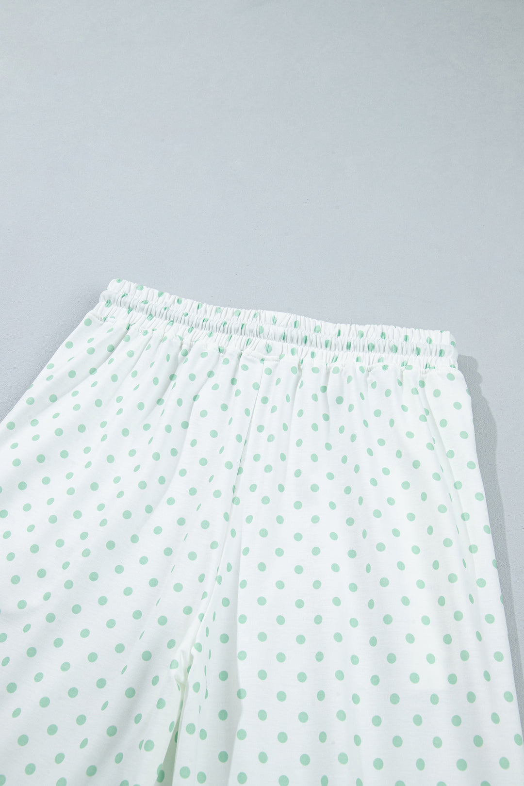 Green Polka Dot Patchwork Colorblock Long Sleeve Casual Two Piece Pants Set