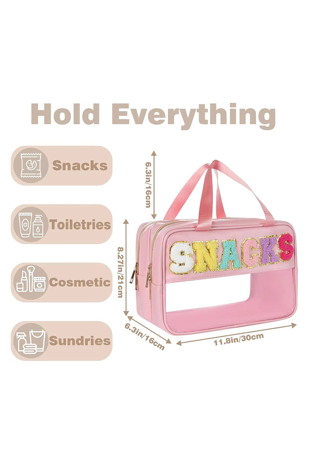 SNACKS Transparente, doppellagige, tragbare PVC-Tasche