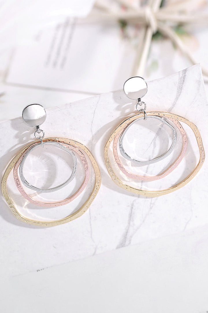 3-color Concentric Rings Dangle Earrings