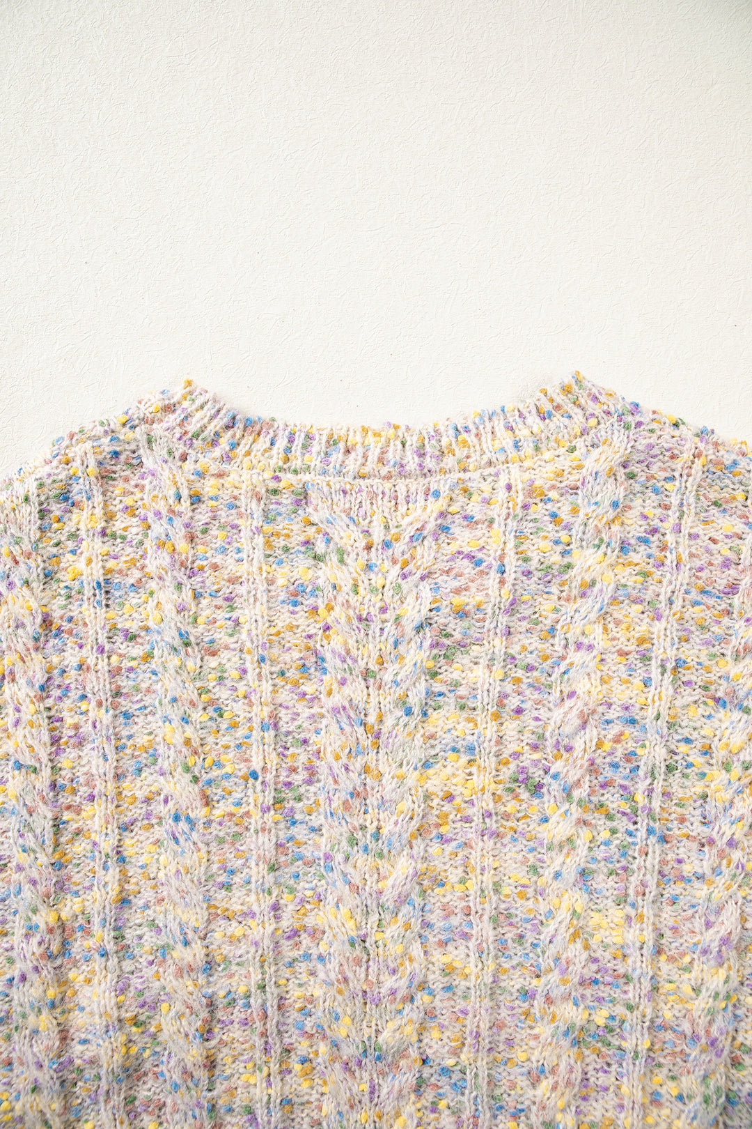 Multicolour Cozy Cable Knit Round Neck Long Sleeve Confetti Sweater