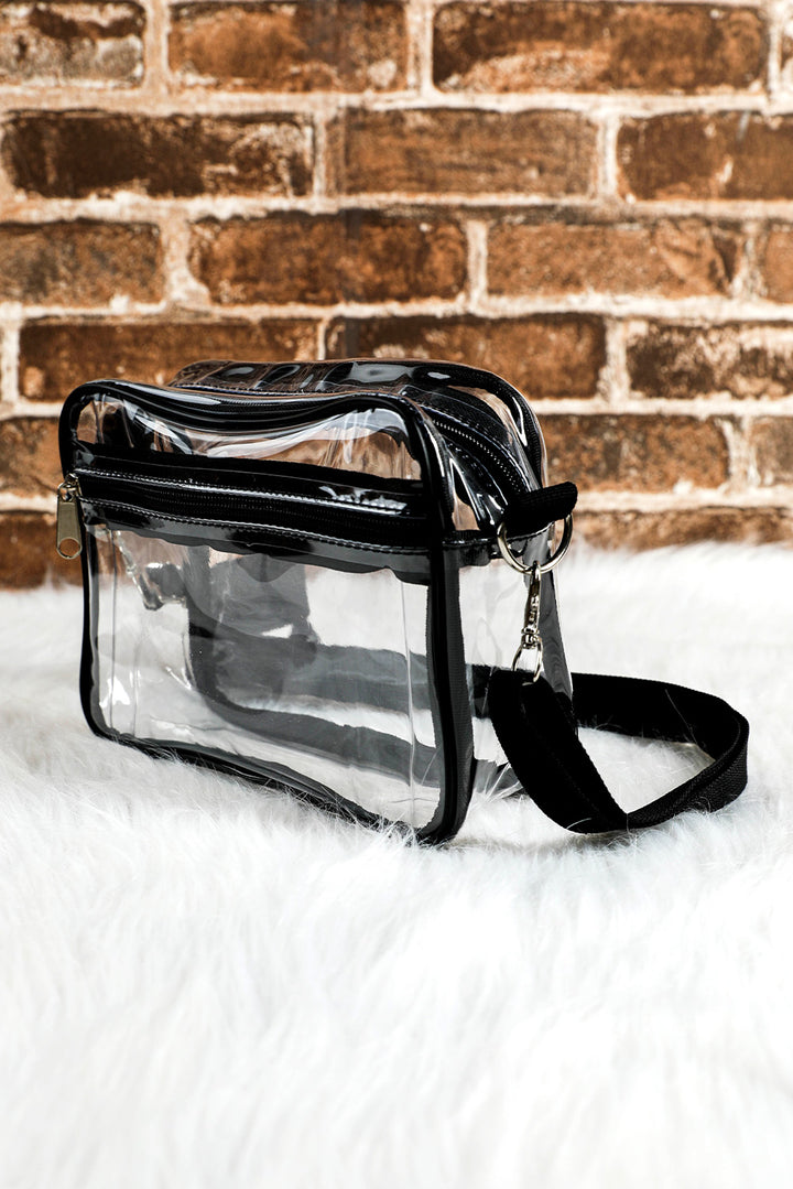Multi-Pocket Contrast Edge Detachable Strap Clear Shoulder Bag