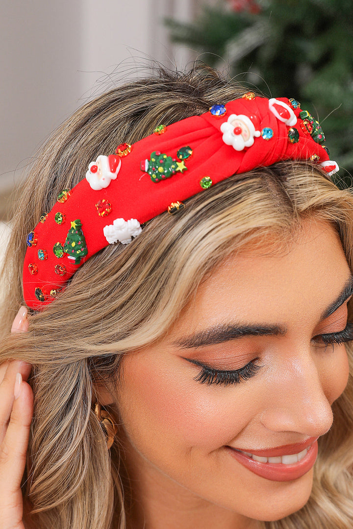 Bandeau noué en strass à motif de Noël
