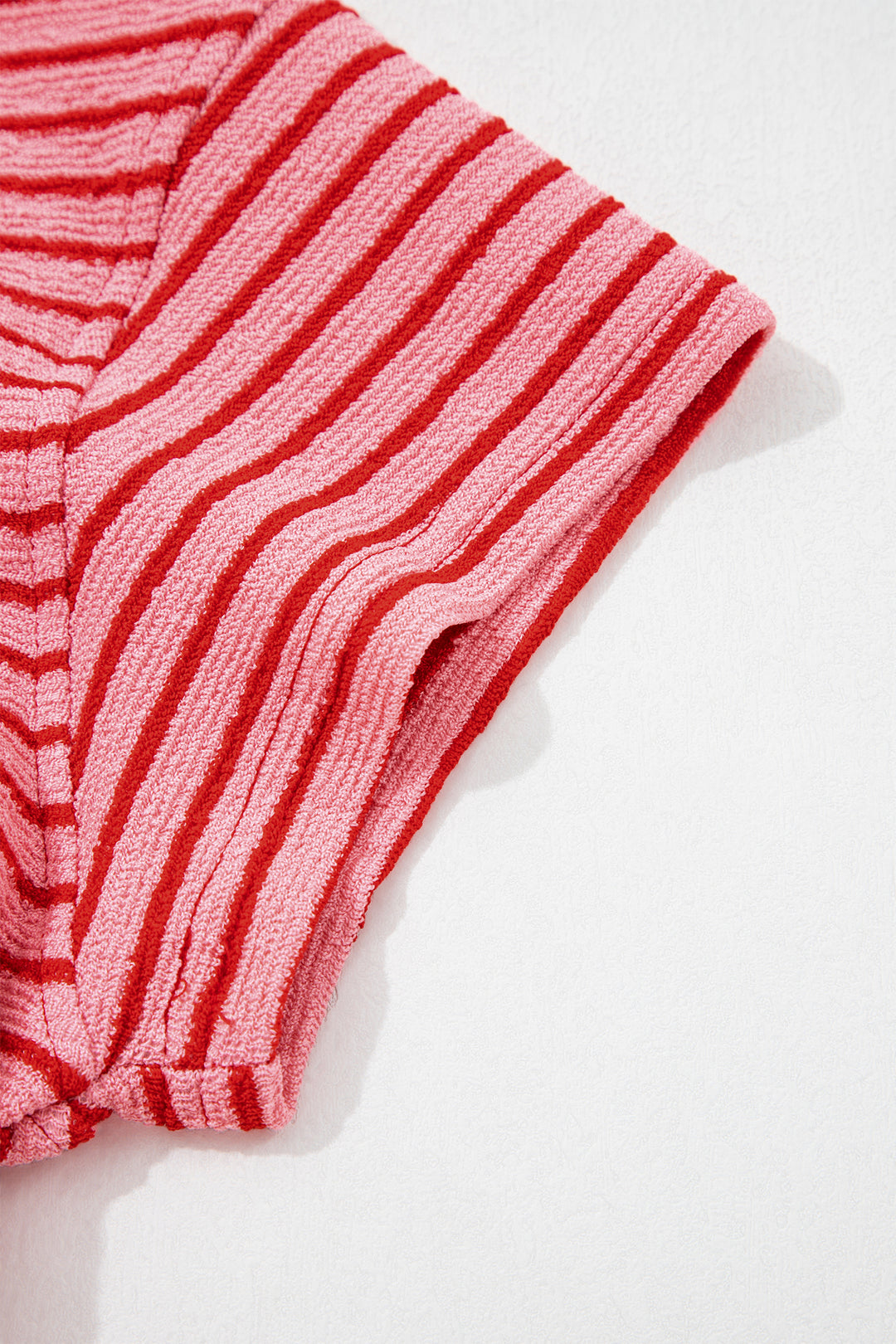 Rose Stripe Crew Neck Tee Drawstring Waist Cropped Pants Set