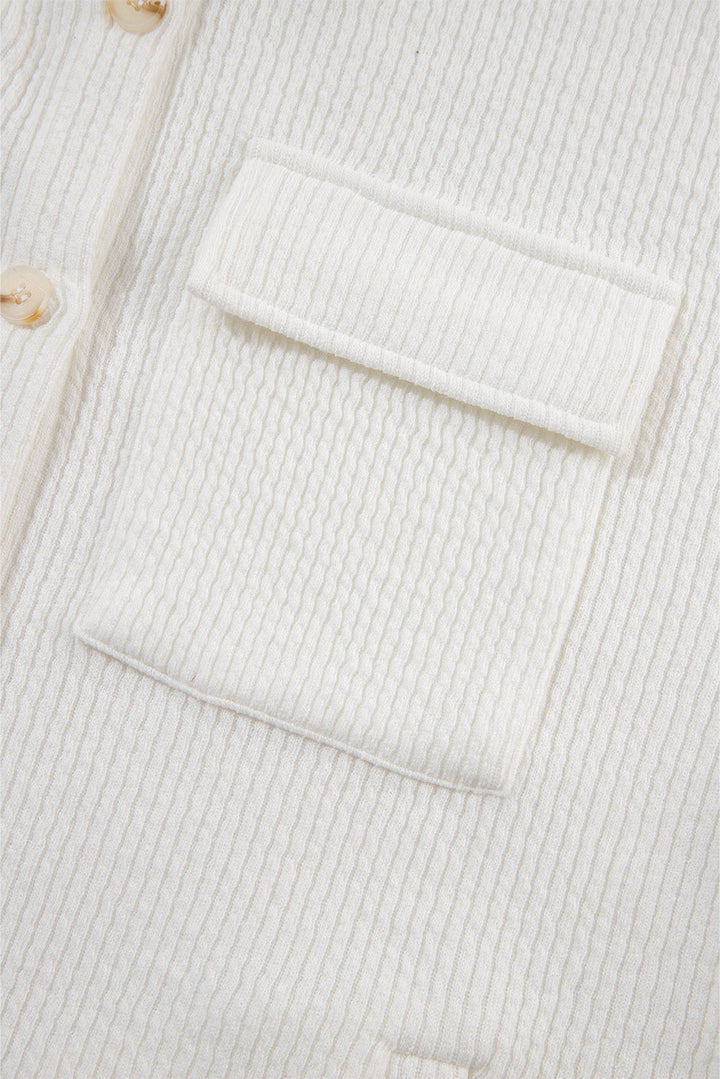 Solid Color Corduroy Buttoned Long Sleeve Jacket