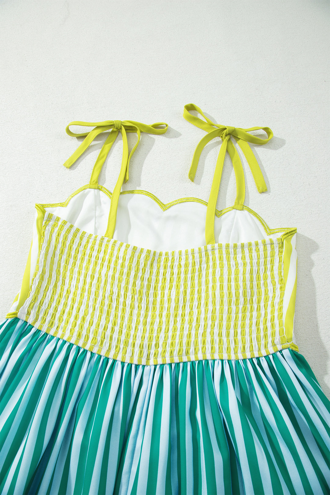 Green Stripe Knot Strap High Waist Maxi Dress