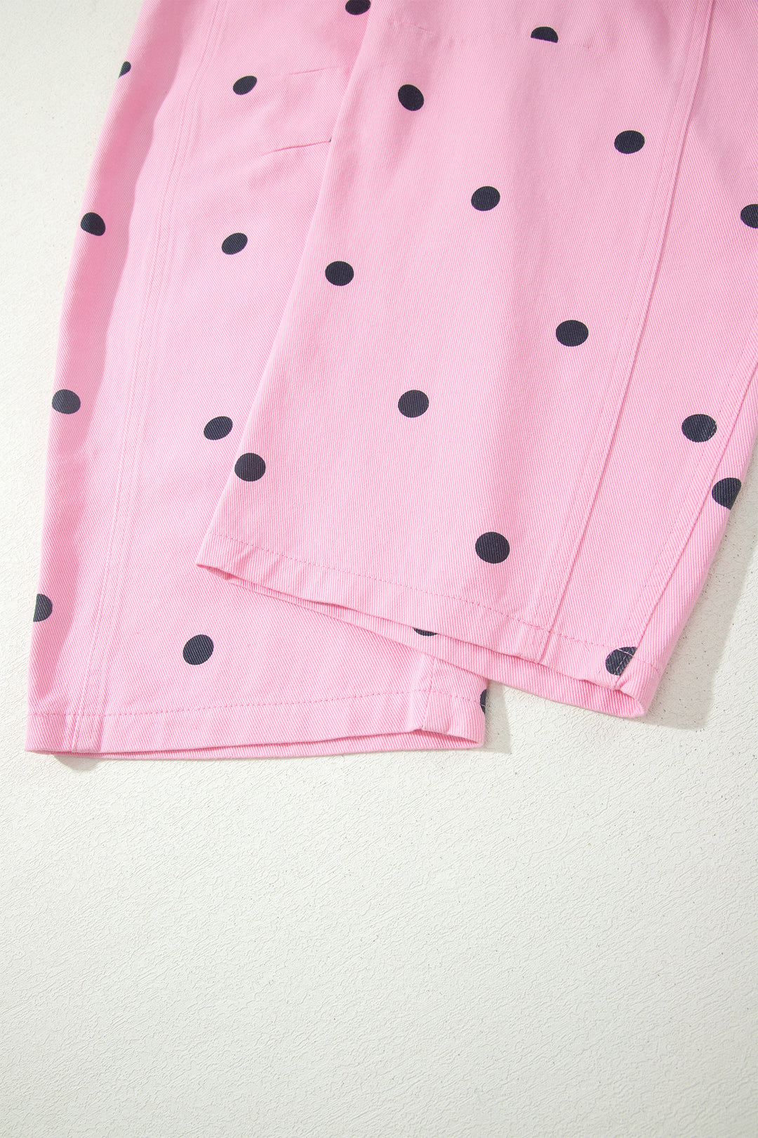 Phalaenopsis Polka Dot Print Bib Pocket Denim Barrel Overalls Jumpsuit
