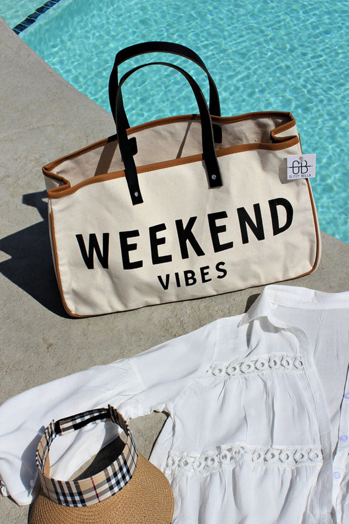 Sac fourre-tout en toile WEEKEND VIBES