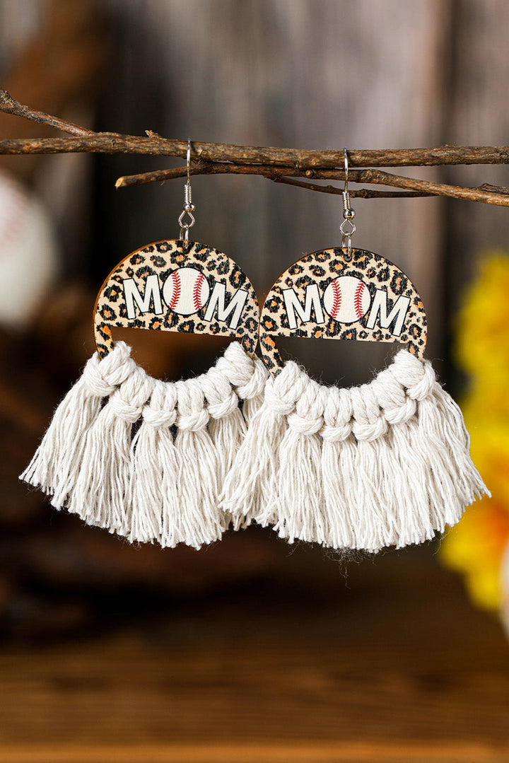 Boucles d'oreilles à franges et crochets à imprimé léopard Rugby Football MOM