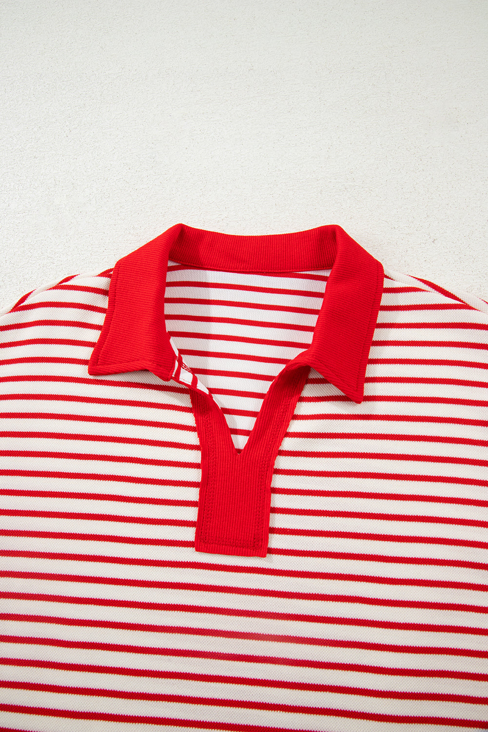 Red Stripe Collared V Neck Pullover and Skort 2pcs Outfit