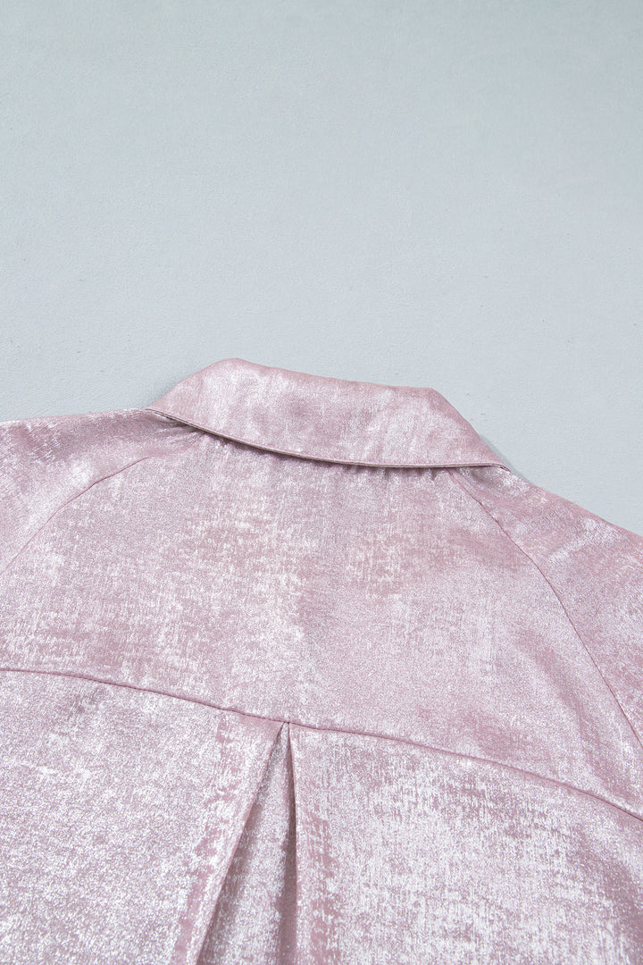 New Delicacy Long Sleeve Button Front Ruffle Cuffs Back Paneling Shirt