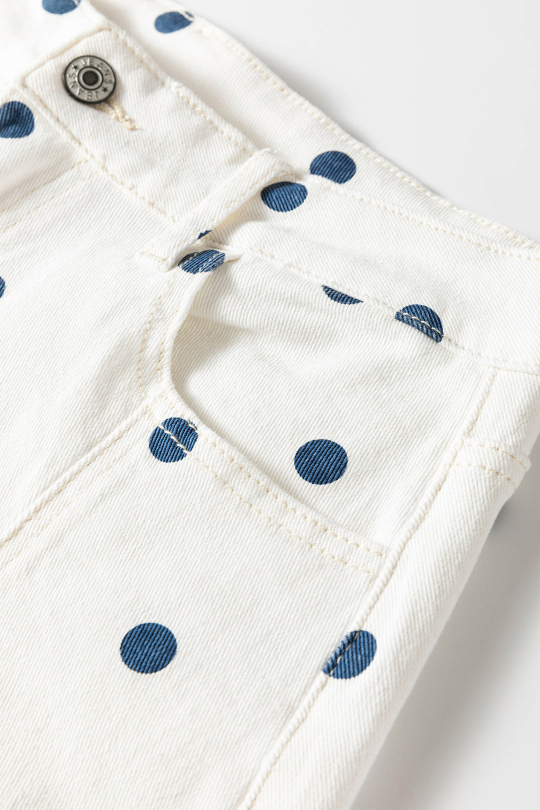 Blue Tailored Seam Polka Dot Print Barrel Casual Jeans