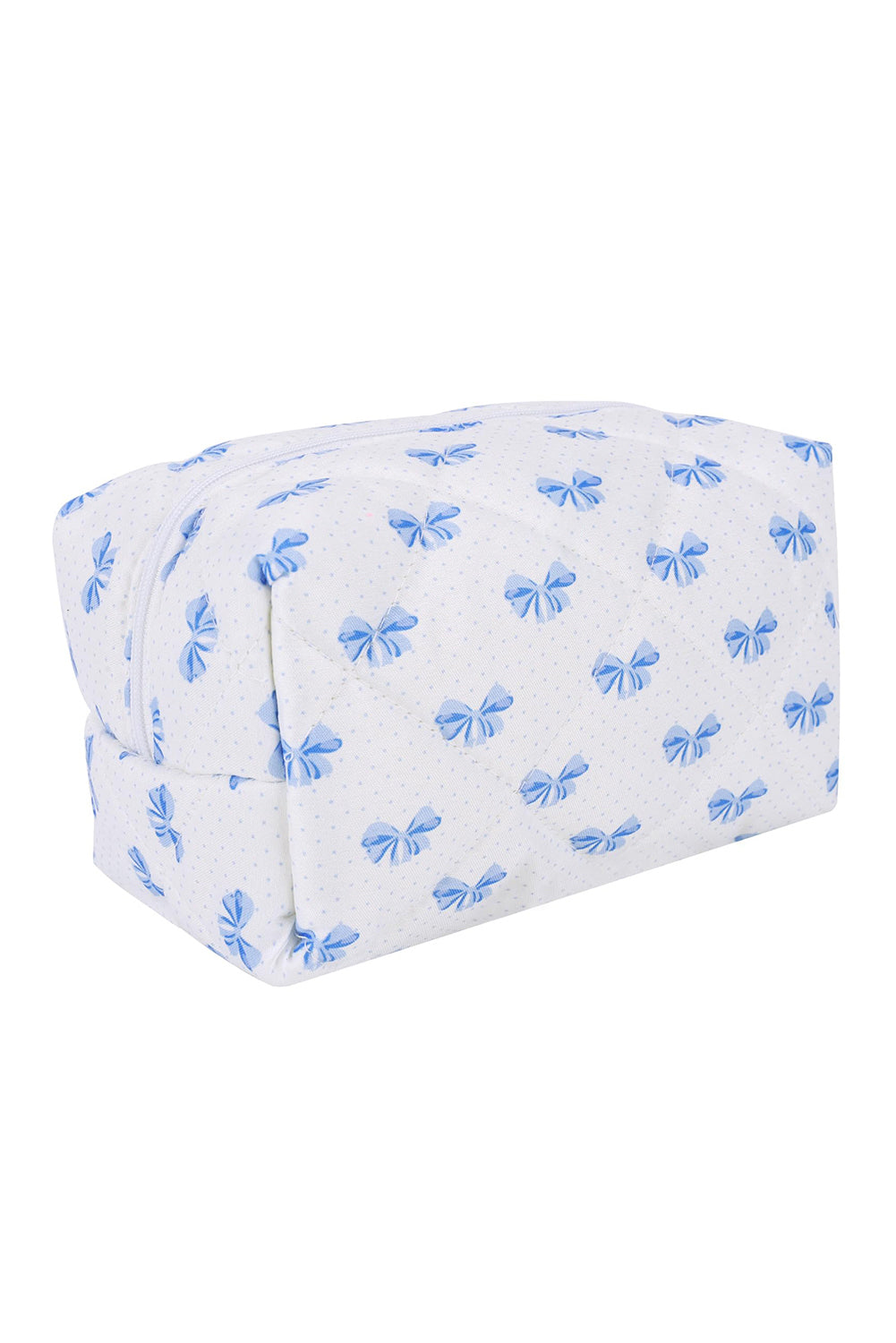 Trousse de maquillage matelassée à fermeture éclair et nœud papillon