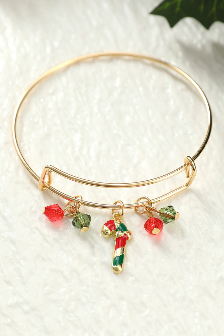 Bracelet pendentif en perles de canne à sucre de Noël