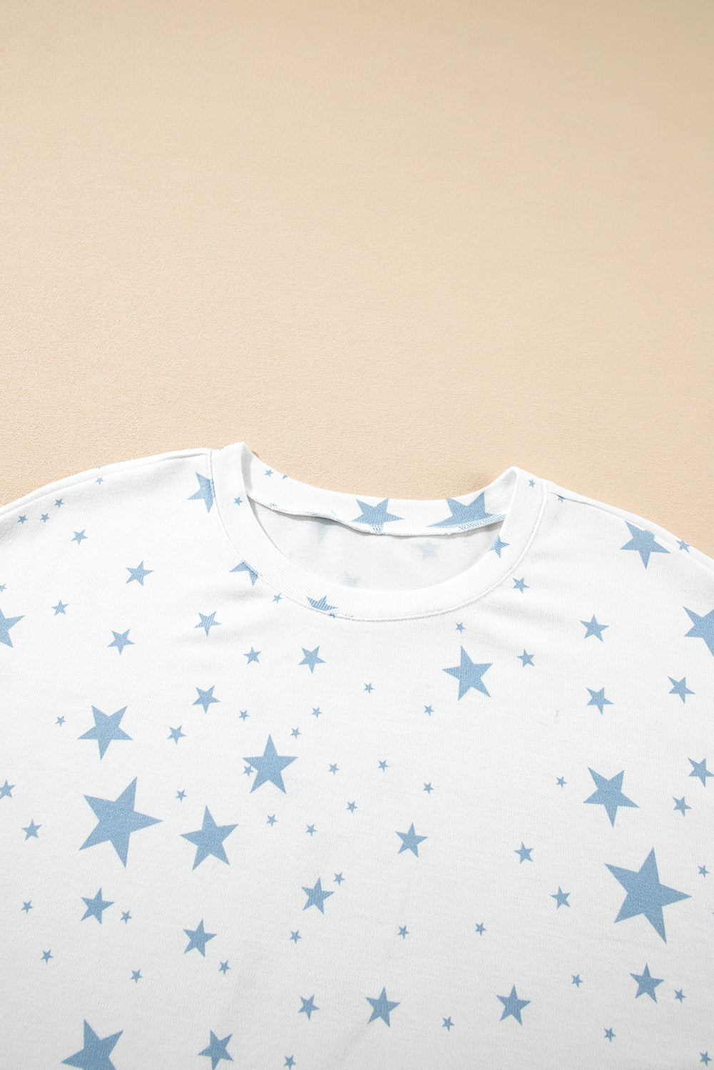 Stars Print Drop Shoulder Oversized T Shirt with Slits