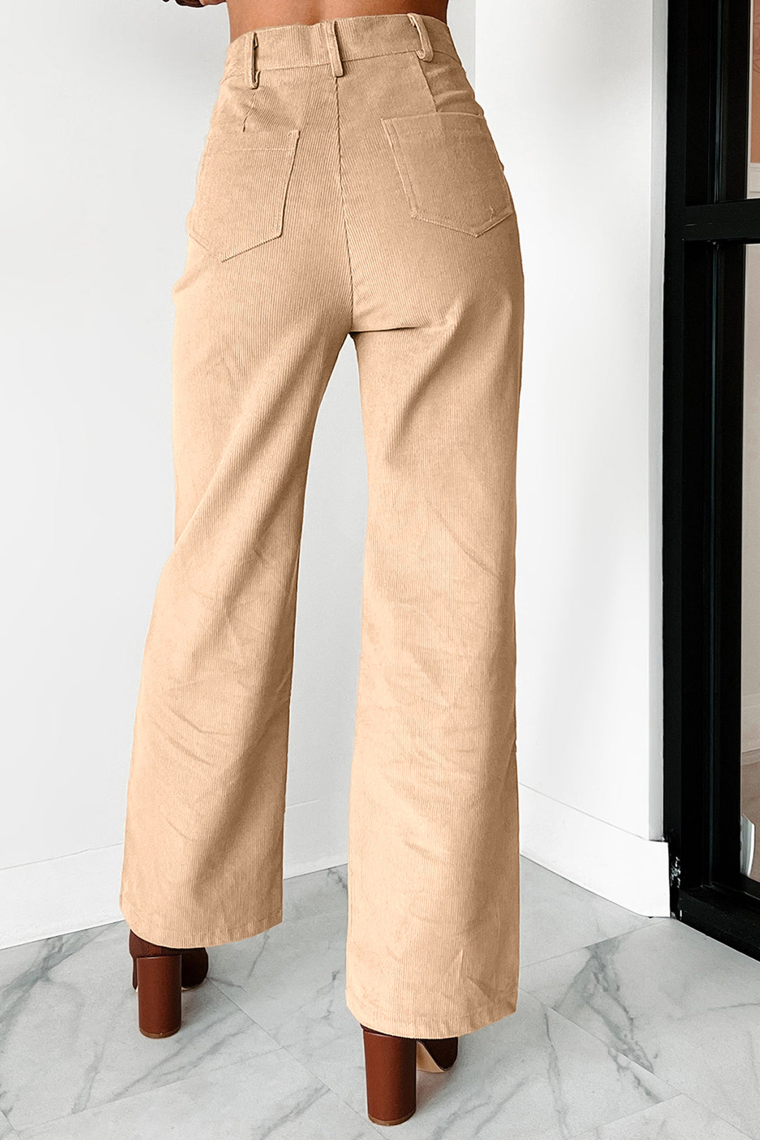 Smoke Gray Corduroy Side Panel Straight Leg Pants