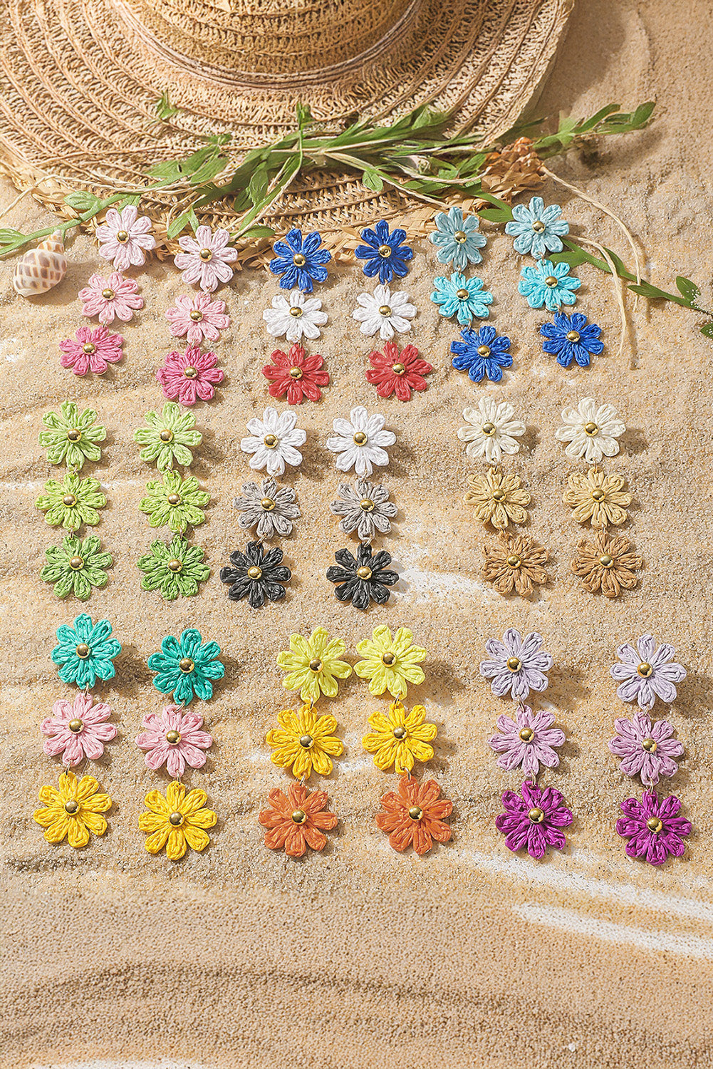 Crochet Flowers Stud Dangle Earrings