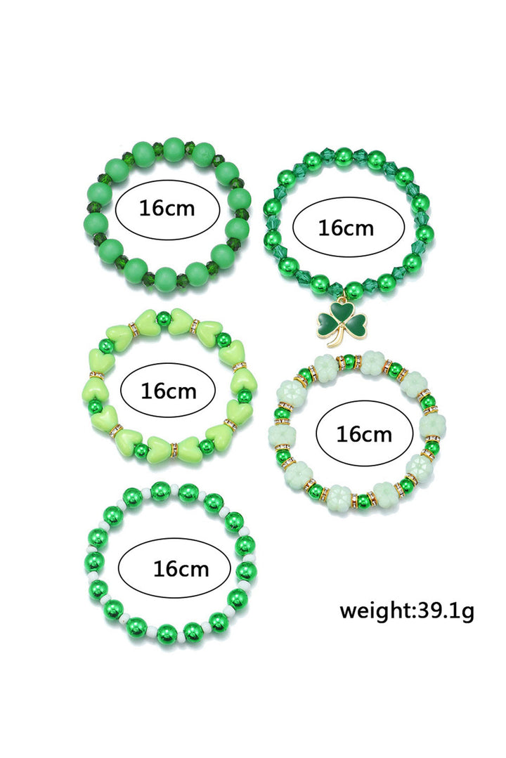 Ensemble de 5 bracelets avec pendentifs et perles en forme de trèfle