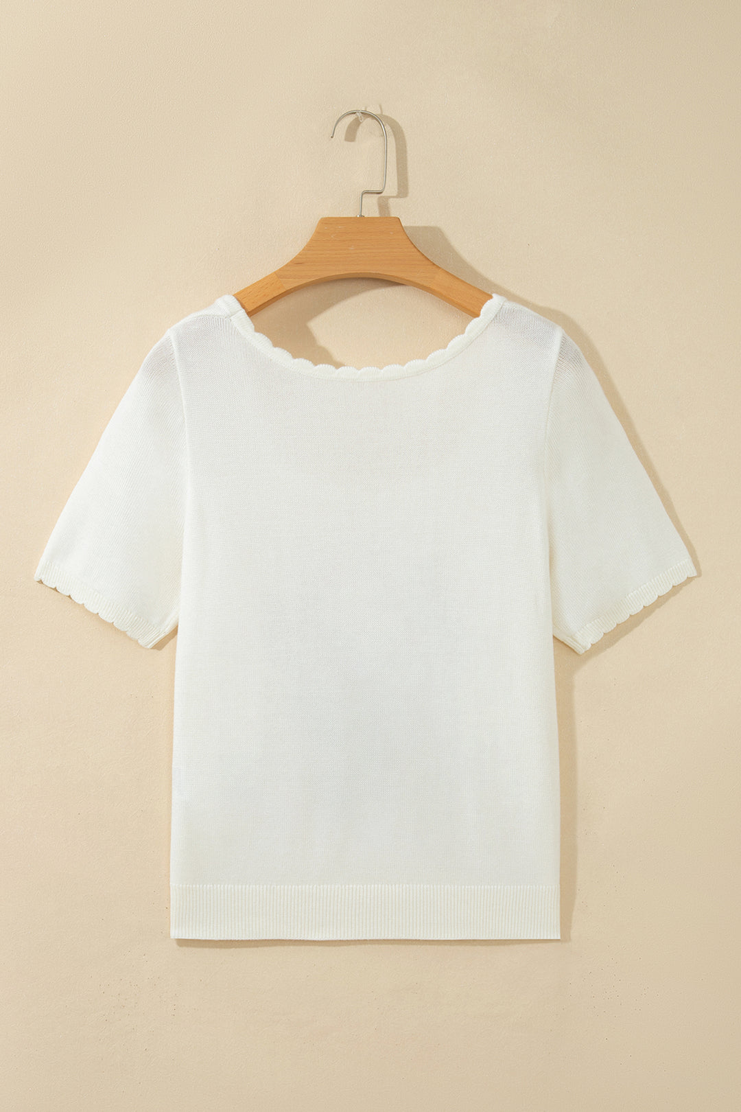 Chic White Western Floral Print Short Sleeve Square Collar Knit Sweater