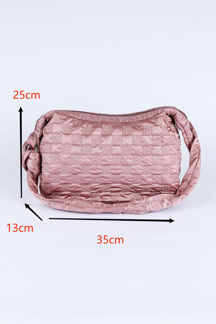 Grand sac fourre-tout zippé texturé à carreaux