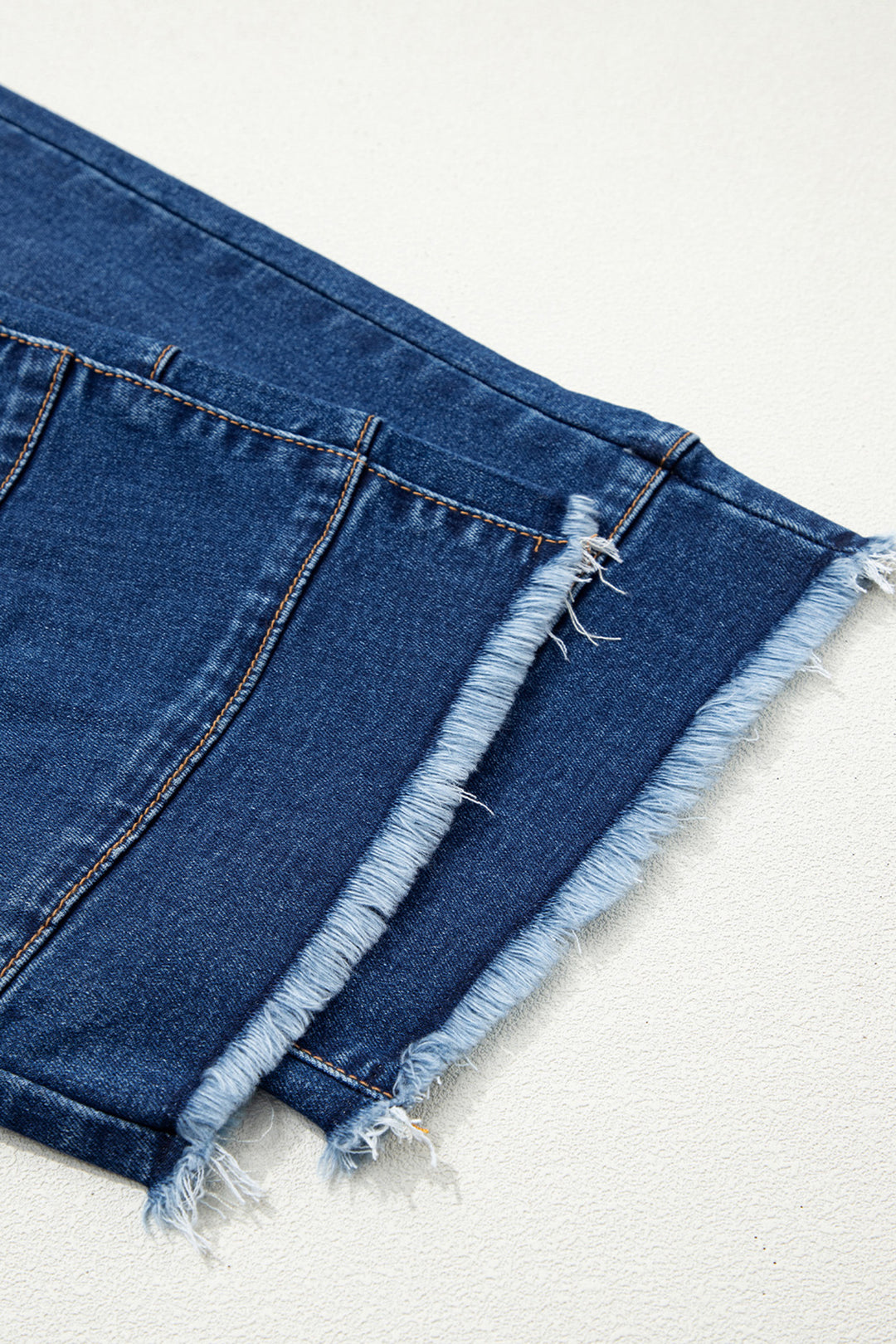 Sky Blue Chic Seam Detail Raw Hem Ankle Length Jeans